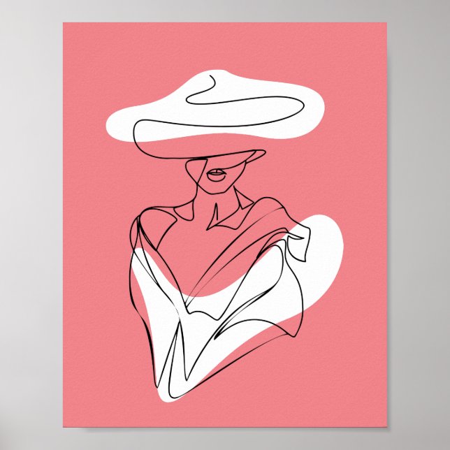 Poster Trendy Lady Retrait Line-Art (Frente)