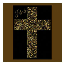 Trendy Modern Jesus Dourado Cross Brown Art