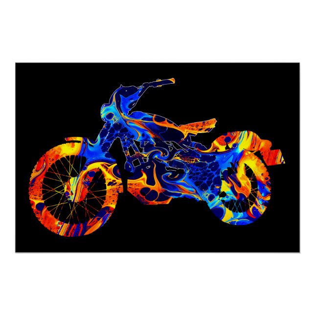 PÔSTER TRENDY MODERN MOTOCROSS ABSTRATO DE ARTE COLORIDA (Frente)