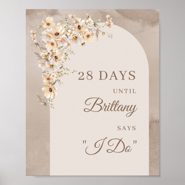 Poster Trendy neutro de flores silvestres com contagem de (Frente)
