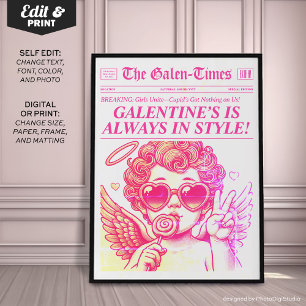 Poster Trendy Newspaper Art Impressão, Galentines Persona