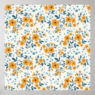 Poster Trendy, padrão floral de vintage. Sem fim de