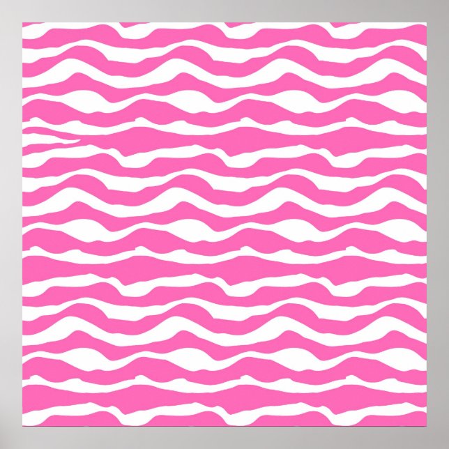 Poster Trendy Pink and White Zebra Striped Pattern (Frente)