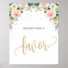 Poster Trendy Rustic blush cor-de-rosa - sinal de favor d