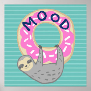 Poster Trendy Sloth & Iced Rosquinha MOOD
