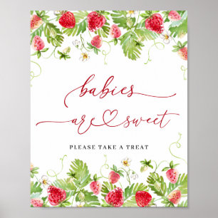 Poster Trendy Strawberry Babies são Chá de fraldas doce