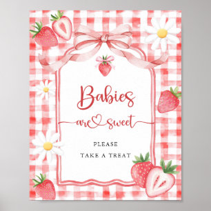 Poster Trendy Strawberry Babies são Chá de fraldas doce