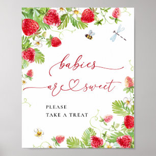 Poster Trendy Strawberry Babies são Chá de fraldas doce