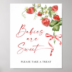 Poster Trendy Strawberry Babies são Chá de fraldas doce