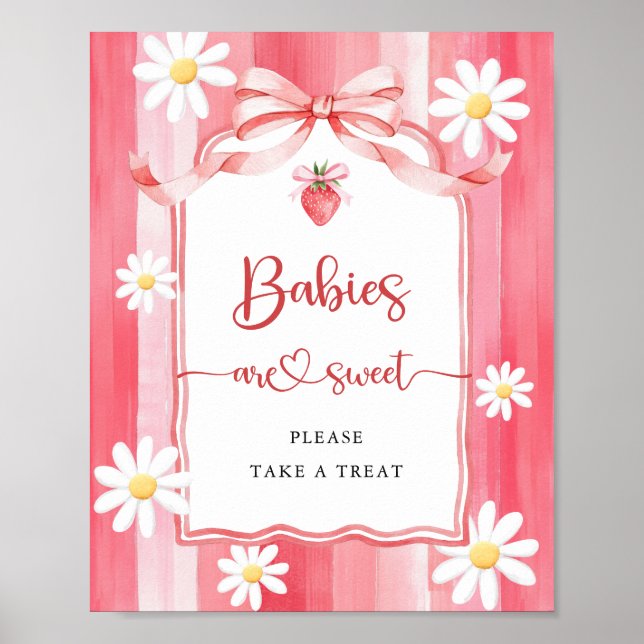 Poster Trendy Strawberry Babies são Chá de fraldas doce (Frente)