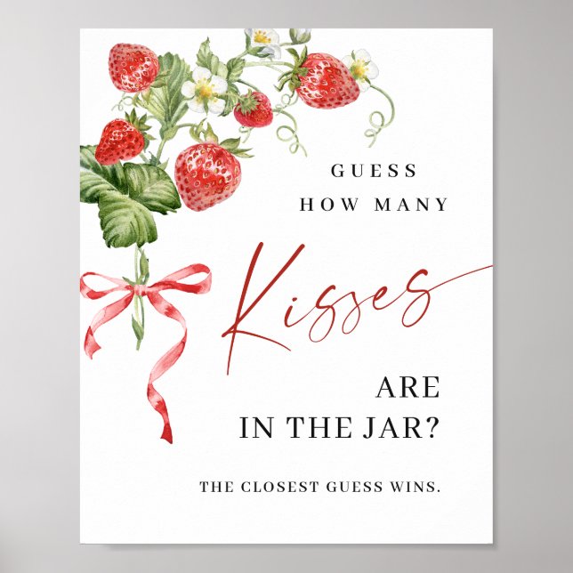 Poster Trendy Strawberry Quantos Kisses Chá de panela (Frente)