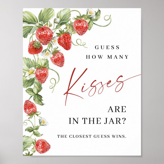 Poster Trendy Strawberry Quantos Kisses Chá de panela (Frente)