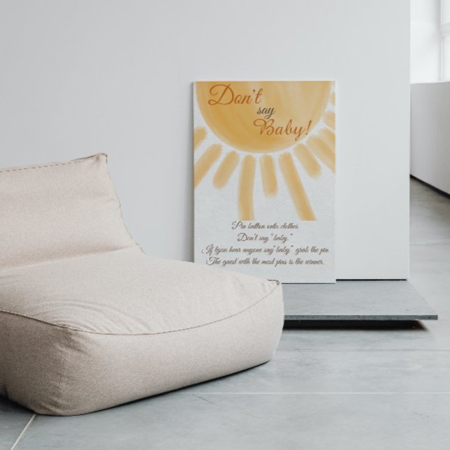 Poster Trendy Sunshine Ray Não diga jogo de Chá de fralda (Criador carregado)