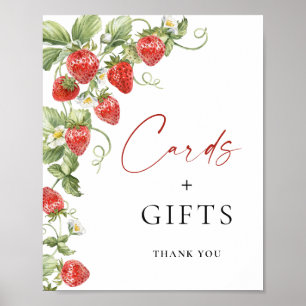 Poster Trendy Watercolor Strawberry Bridal Cards Ofertas
