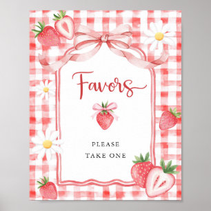 Poster Trendy Watercolor Strawberry Chá de fraldas Faves