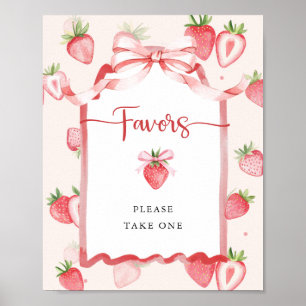 Poster Trendy Watercolor Strawberry Chá de fraldas Faves