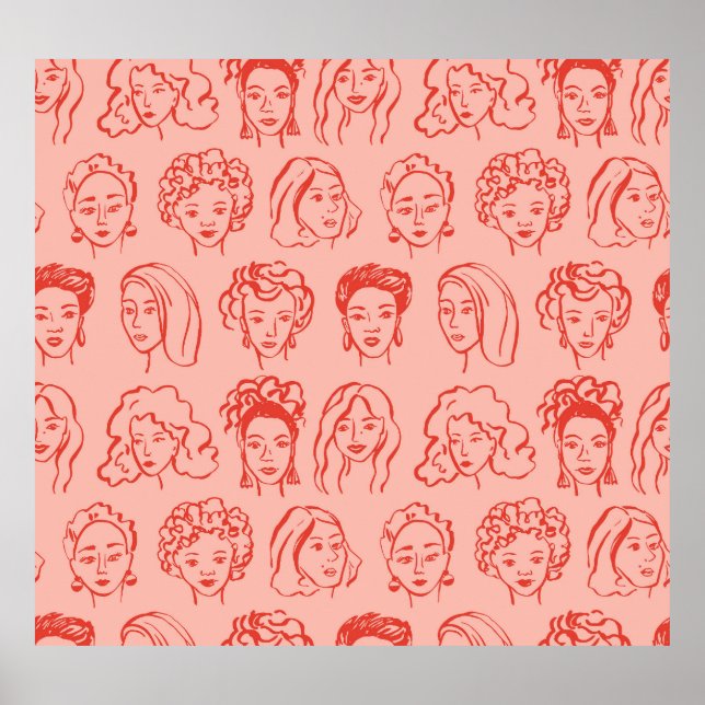 Poster Trendy Woman Face Desenhada (Frente)