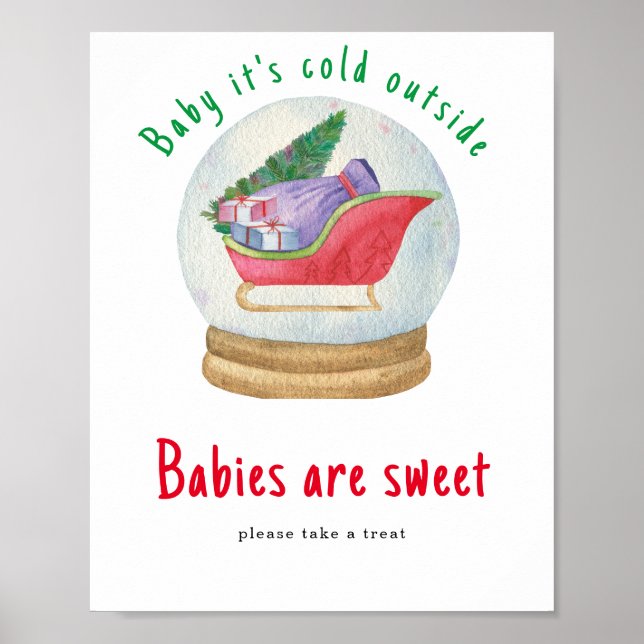 Poster Trenó de Papai Noel - Bebês são doces  (Frente)