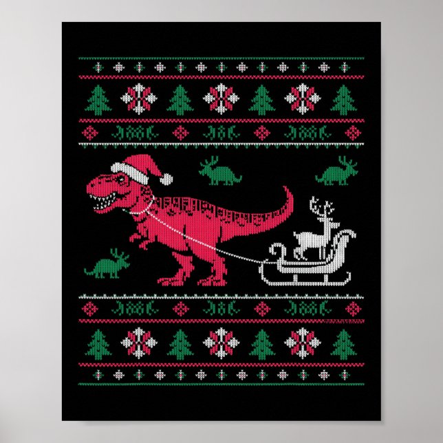 Poster Trenó de Rena Dinossauro Natal Feio  (Frente)
