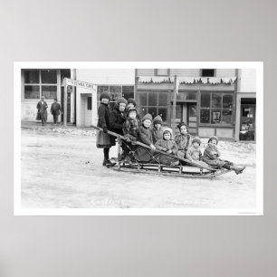 Pôster Trenó Seward Alaska 1912 das crianças