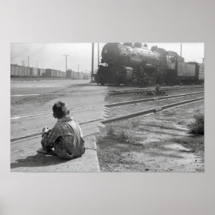 Pôster Trens de observação do menino, 1939. Foto do