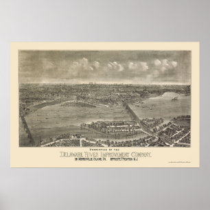 Pôster Trenton, mapa panorâmico de NJ - 1900
