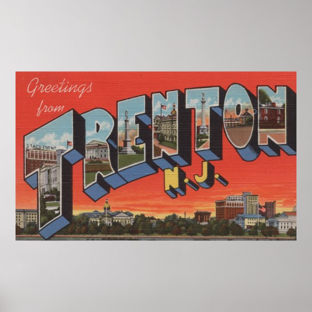 Poster Trenton, Nova Jersey - Cenas com Letra Grande (Frente)