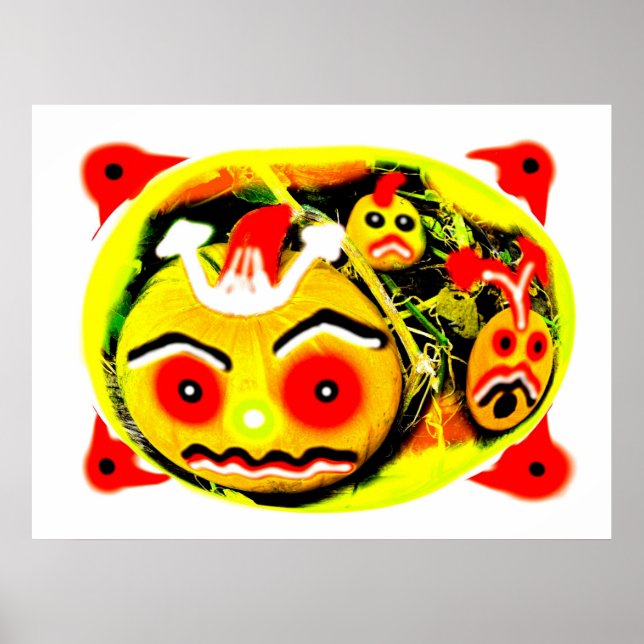 Poster Três abóboras de arte assustadora (Frente)