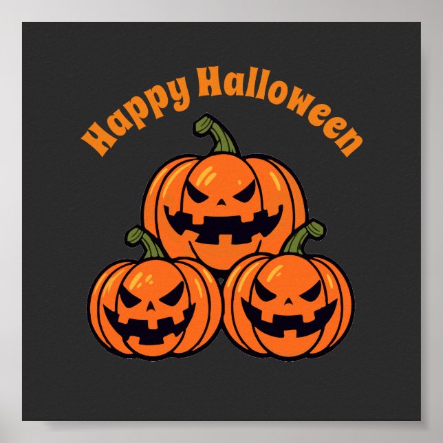 Poster Três abóboras de jack o'lantern (Frente)