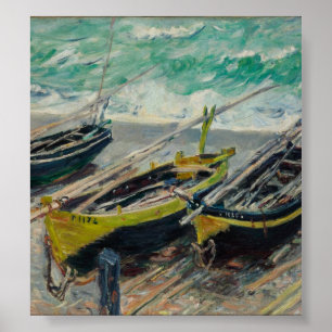 Pôster Três Barcos de Pesca de Claude Monet