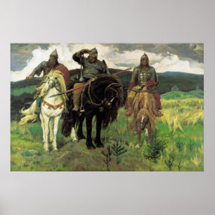 Pôster Três Bogatyrs (1898) por Viktor Vasnetsov Impressã