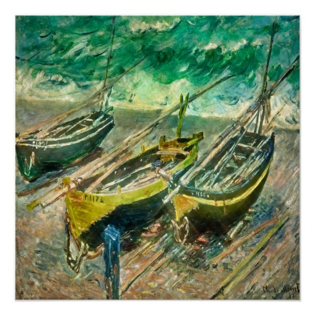 Pôster Três botes. Claude Monet. (Frente)