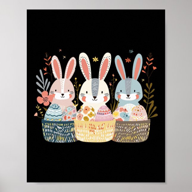 Poster Três Bunny Easter Bunny Orelhas de Coelho Gráfico  (Frente)