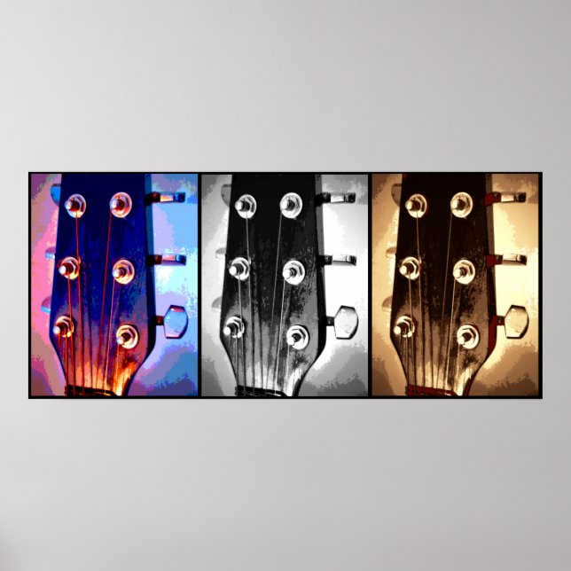 Poster Três Cabeças de Violão Músicos Amantes de Música (Frente)