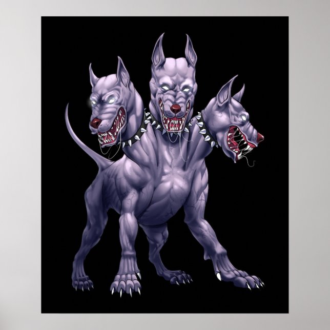 Poster Três Cachorros de Cabeça Cerberus (Frente)