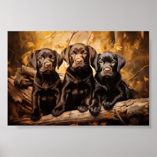 Poster Três cachorros labradores