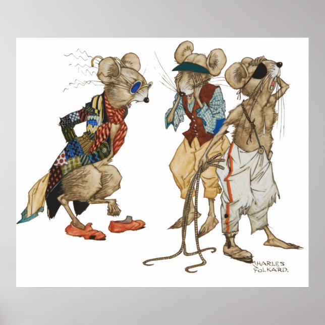 Poster Três Camundongos Cegos por Charles Folk (Frente)