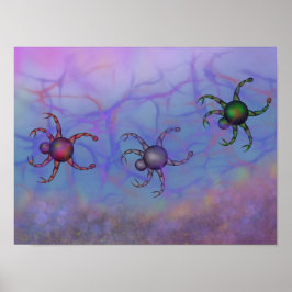 Poster Três caranguejos coloridos mergulhando