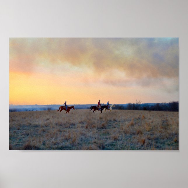 Pôster Três Cavaleiros nas Colinas Flint do Kansas (Frente)