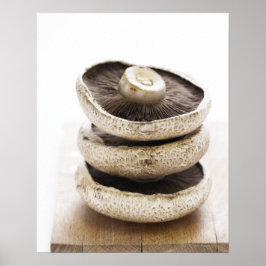 Poster Três cogumelos planos em pilha em conselho de made