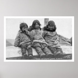 Poster Três crianças Eskimo Nome 1908