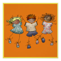 Três Crianças Felizes Em Um Poster