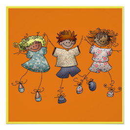 Pôster Três Crianças Felizes Em Um Poster