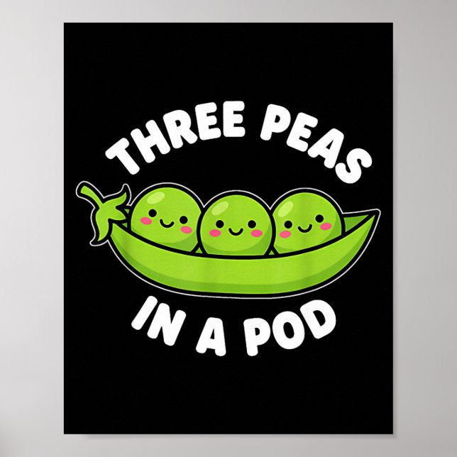 Poster Três Ervilhas Engraçadas Em Um D Fofo Kawaii  (Frente)