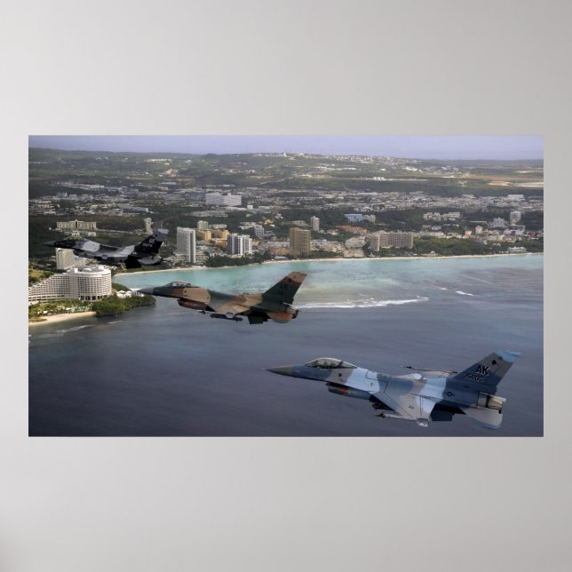Poster Três F-16 Falcões de Luta voam em formação (Frente)