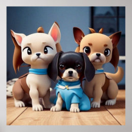 Poster Três filhotes bonitos posando para a câmera 3