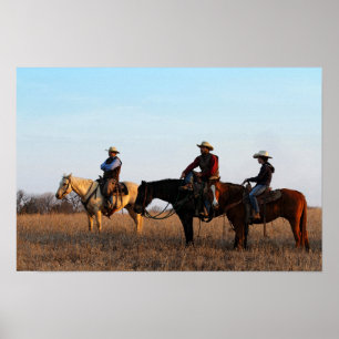 Pôster Três Flint Hills Cowboys