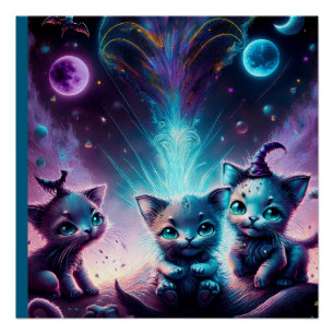 Pôster Três Gatinhos De Alienígena Em Uma Configuração De