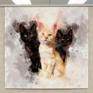 Poster Três gatinhos, lindos e bonitos, de aquarela