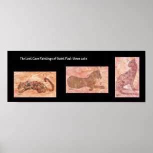 Pôster Três gatos da caverna: Pinturas de caverna